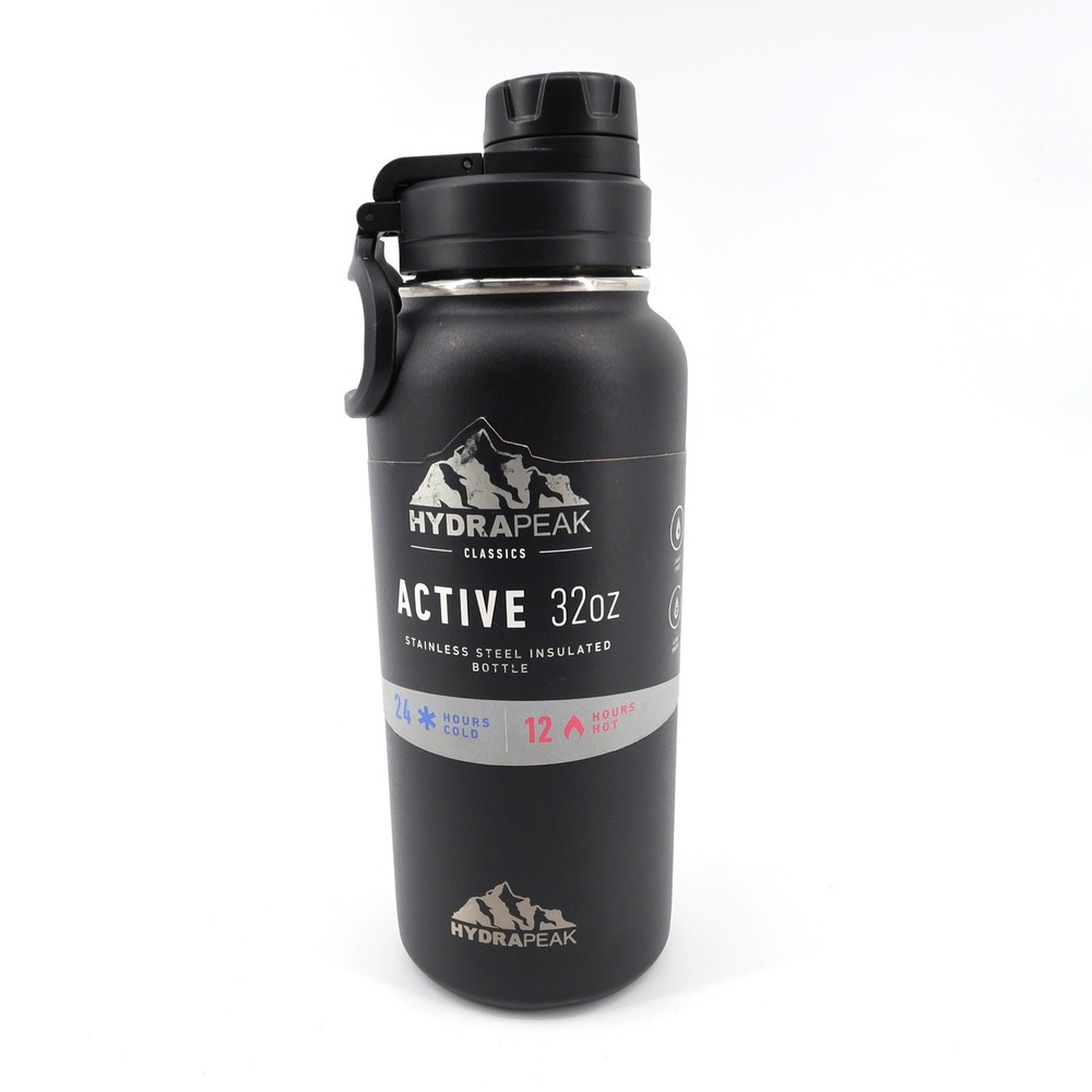 NEW Hydrapeak Active Insulated Stainless Steel Water Bottle Black 32oz